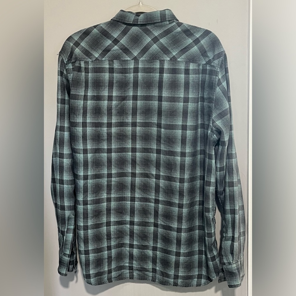 Vans Men’s Flannel Button Down Gray and Blue Size Large - Picture 3 of 5